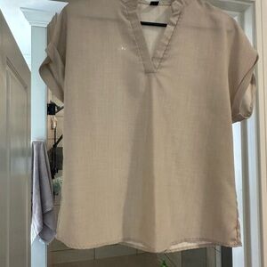 SHEIN Light Beige V-Neck Top